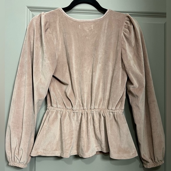 Madewell Corduroy Tie-Front Faux-Wrap Top Sz XS in Warm Sandstone - Picture 5 of 7